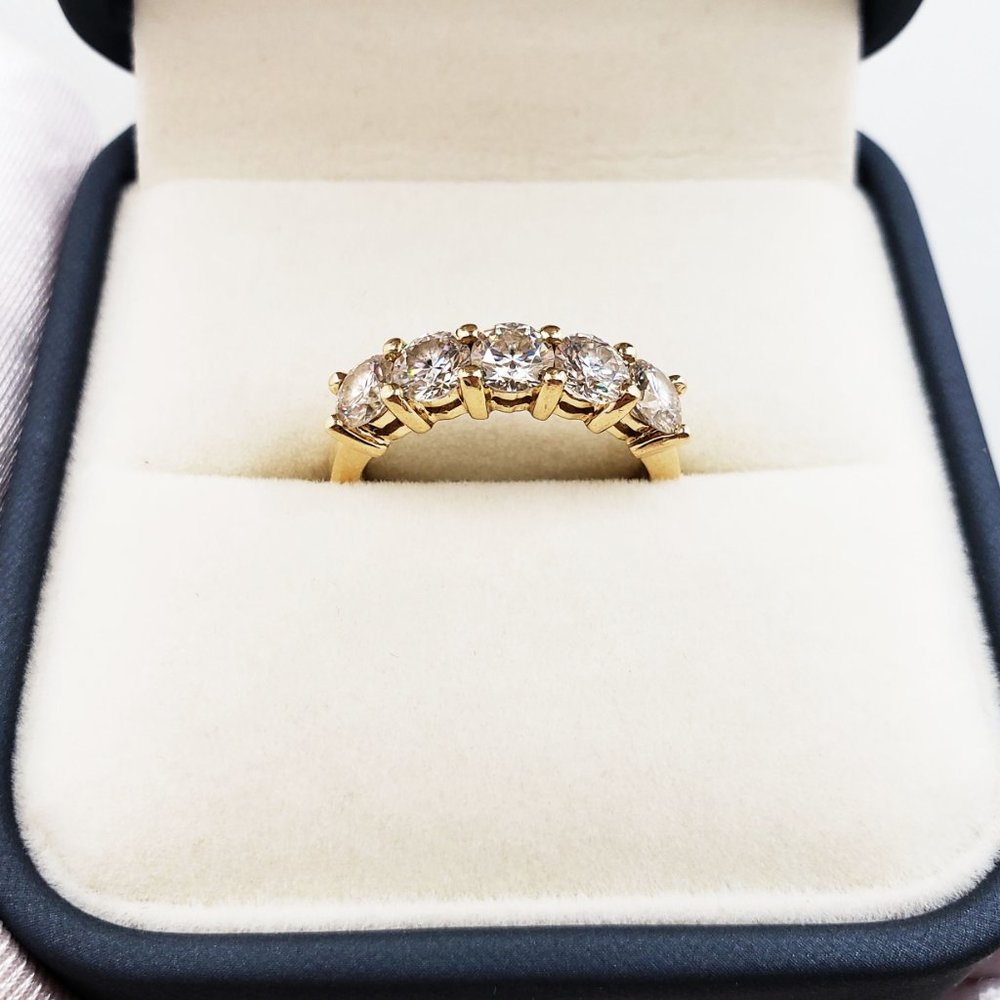 14k Solid  yellow gold 4.5mm moissanite half eternity ring